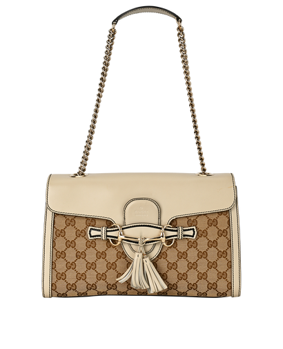 Emily Shoulder Bag, &pound;550, Handbags, Beige/Cream, Canvas/Leather, Front view